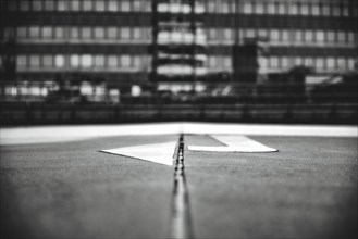 A line in a car park with selective focus and motion blur, Wuppertal Elberfeld, North