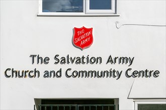 Signs for the Salvation Army church and community centre, Woodbridge, Suffolk, England, UK