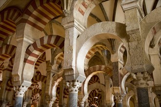 Moorish arches in the former mosque now cathedral, Cordoba, Spain, Europe