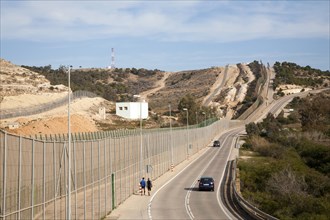High security fences separate the Spanish exclave of Melilla, Spain from Morocco, north Africa,