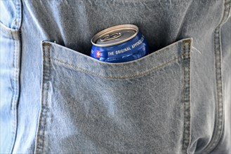 Trouser pocket Beer can