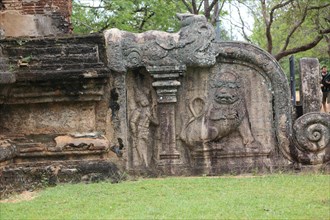 UNESCO World Heritage Site, ancient city Polonnaruwa, Sri Lanka, Asia, stone carving figures,