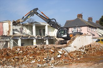 Demolition site former factory building, Woodbridge, Suffolk, England, UK