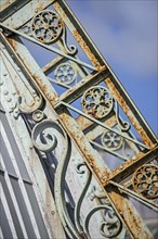Detail of decorated wrought-iron truss of the Royal Greenhouses of Laeken in Art Nouveau style,