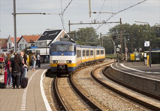 Sprinter passenger train arriving at platform, Hook of Holland, Netherlands