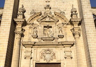 Stonework details of the Cathedral church in Jerez de la Frontera, Cadiz province, Spain, Europe