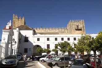 Castle and Ayuntiamiento, Plaza del Cabildo, village of Arcos de la Frontera, Cadiz province,