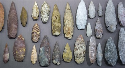 Collection of Lupemban bi-facially flaked stone points, tips for throwing or stabbing spears from