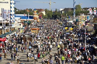 Crowds of people, crowds of visitors, afternoon at the Oktoberfest, Munich, Bavaria, Germany,