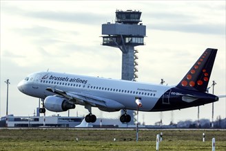 An Airbus A-320 of the airline brussels airlines takes off at BER Berlin Brandenburg Airport Willy