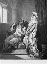 Samson or Samson and Delilah, Book of Judges, Chapter 16, Bible, building, interior, window,