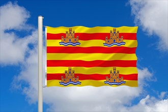 The flag of Ibiza, Island, Spain, Balearic Islands, Europe, Studio, Europe