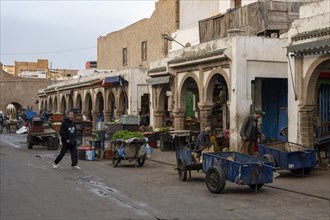 Typical street scene with shop, Essaouira, Morocco, Africa