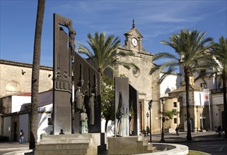 Sculpture and facade of the convent of Santo Domingo church, Jerez de la Frontera, Spain, Europe