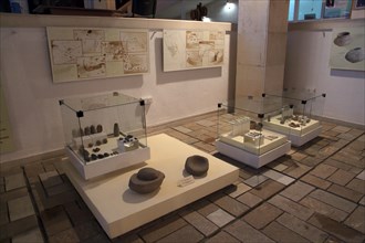 Exhibition of prehistoric Thracian pottery finds in Kazanlak museum, Bulgaria, eastern Europe,