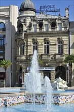 Fountain at the square Place Clemenceau in Pau, Pyrenees, France, Europe