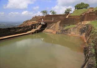 Bathing pool in rock palace fortress on rock summit, Sigiriya, Central Province, Sri Lanka, Asia