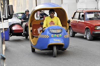 Coco Taxi, Centre of Havana, Centro Habana, Cuba, Greater Antilles, Caribbean, Central America,