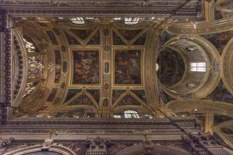 Vaults and dome of the baroque Chiesa del Gesu, built at the end of the 16th century, Via di Porta