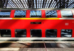Double-decker local train in the concourse of the main railway station, Frankfurt am Main, Hesse,