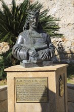 Bust statue of King Alfonso the Wise, ruler of Castile and Leon, 1221-1284, Castillo de San Marcos,