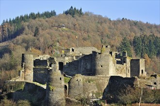 Ruined medieval castle in La Roche-en-Ardenne, Ardennes, Belgium, Europe