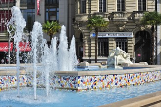 Fountain at the square Place Clemenceau in Pau, Pyrenees, France, Europe