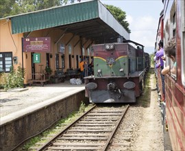 Trains and platform, Pittipola, Sri Lanka, Asia the highest railways station in the country, Asia