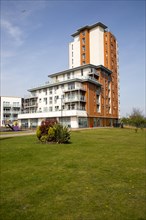 Modern apartment housing in Compair Crescent, central Ipswich, Suffolk, England, UK