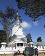 Buddhist temple white stupa, Nuwara Eliya, Sri Lanka, Asia