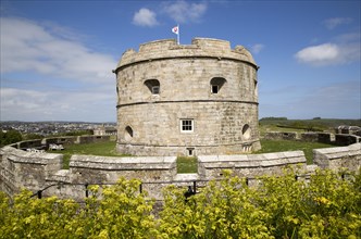 Historic buildings at Pendennis Castle, Falmouth, Cornwall, England, UK