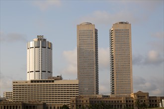 Twin towers of World Trade Centre and modern hotels, central business district, Colombo, Sri Lanka,