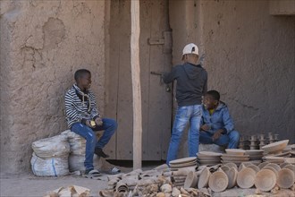 Children working in a pottery, Tamegroute, Morocco, Africa