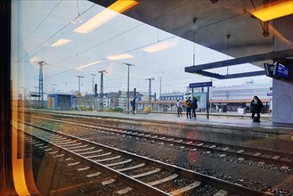 View from a local train, Duesseldorf Central Station, North Rhine-Westphalia, Germany, Europe