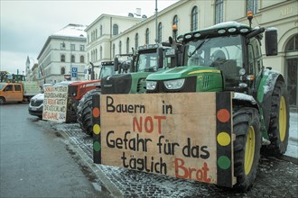 Tractors at the central rally, farmers' protest, Odeonsplatz, Munich, Upper Bavaria, Bavaria,