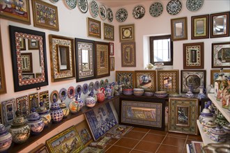 Interior of craft gift shop, village of Arcos de la Frontera, Cadiz province, Spain, Europe