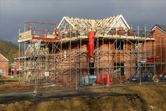 Building site construction new homes, Persimmon housing estate, Honours Meadow, Rendlesham,