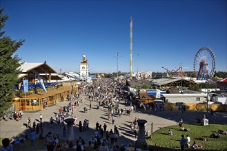 View over the Oktoberfest, afternoon, Munich, Bavaria, Germany, Europe