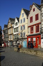 Old houses on Place des Jacobins, Morlaix Montroulez, Finistere Penn Ar Bed department, Brittany