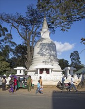 Buddhist temple white stupa, Nuwara Eliya, Sri Lanka, Asia