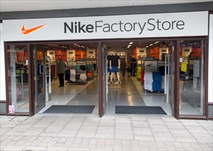 Nike Factory Store, Festival Park shopping centre, Ebbw Vale, Blaenau Gwent, South Wales, UK