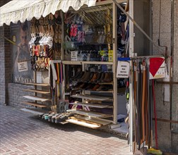 Shoe shops and craftsmen in the Al Fahidi neighbourhood, Dubai, United Arab Emirates, Asia