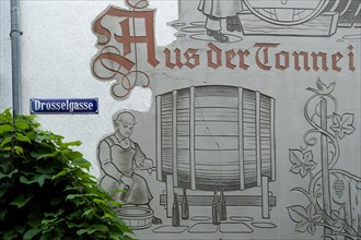 Famous tourist Drosselgasse street signpost, Rudesheim, Hesse, Germany, Europe