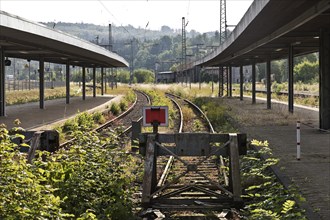 Buffer stop on the stub track as a track end at the railway station in Altenbeken, North