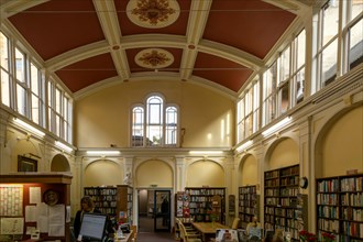 Interior library reading room, Ipswich Institute, Ipswich, Suffolk, England, UK