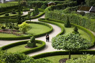 The Topiary gardens, parc des Topiaires with its pruned buxus bushes at Durbuy, Ardennes, Belgium,
