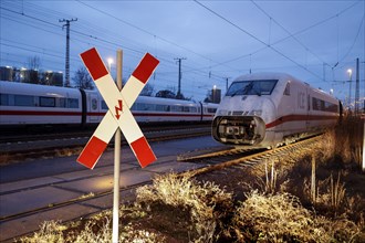 Deutsche Bahn ICE trains standing at the ICE plant in Berlin Rummelsberg, Berlin, 20/12/2022