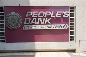 Sign for People's Bank, Colombo, Sri Lanka, Asia