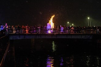 Detroit, Michigan, The Fire & Ice Festival on the Detroit Riverwalk featured ice carvings, one of