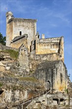 Entrance to the Chateau de Commarque, medieval castle at Les Eyzies-de-Tayac-Sireuil, Dordogne,